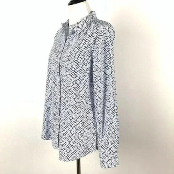 Gap factory womens top size M button down blue white hearts - Picture 5 of 7